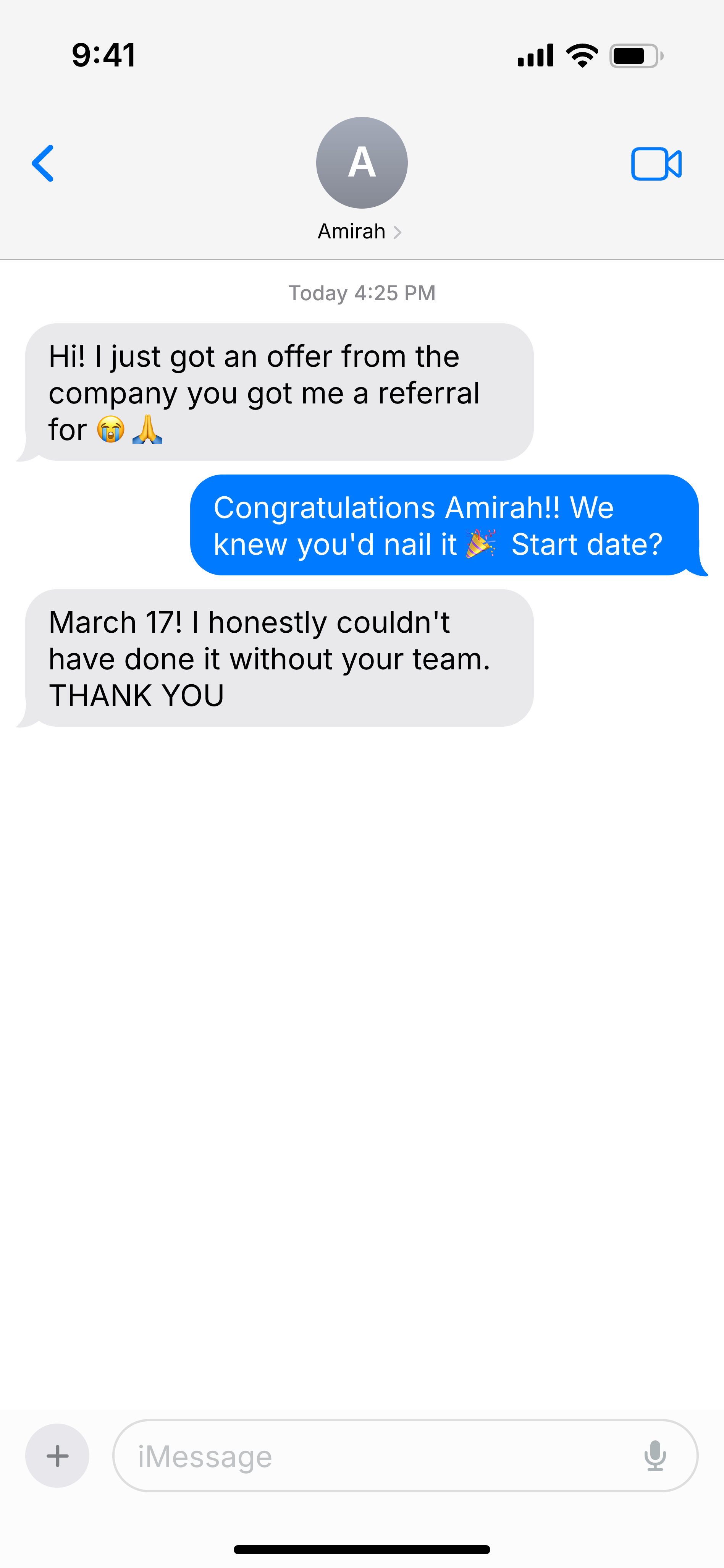 Message from Amira