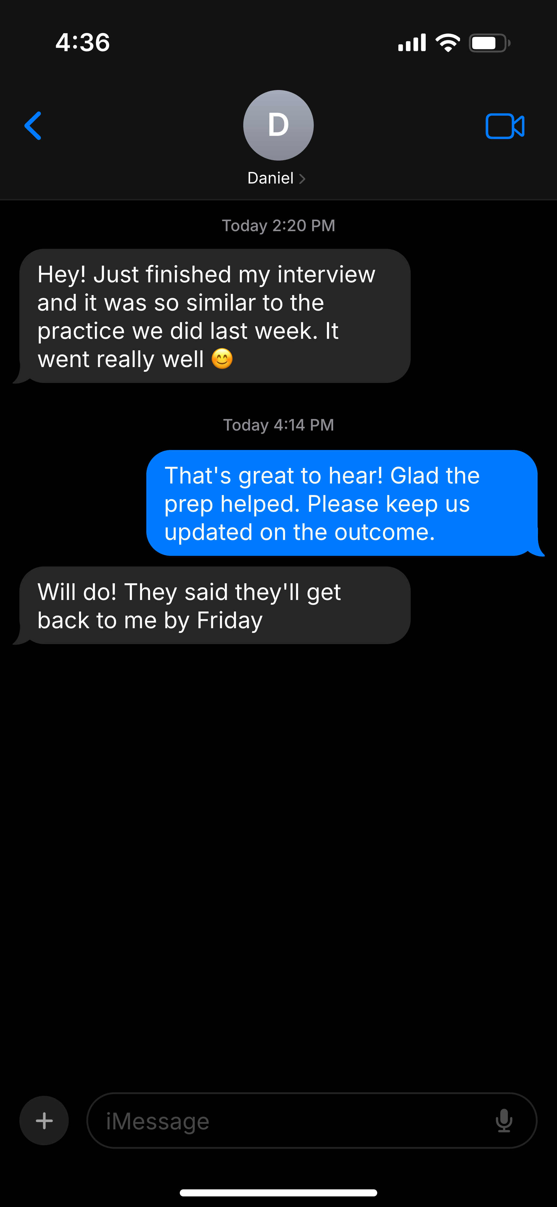 Message from Daniel