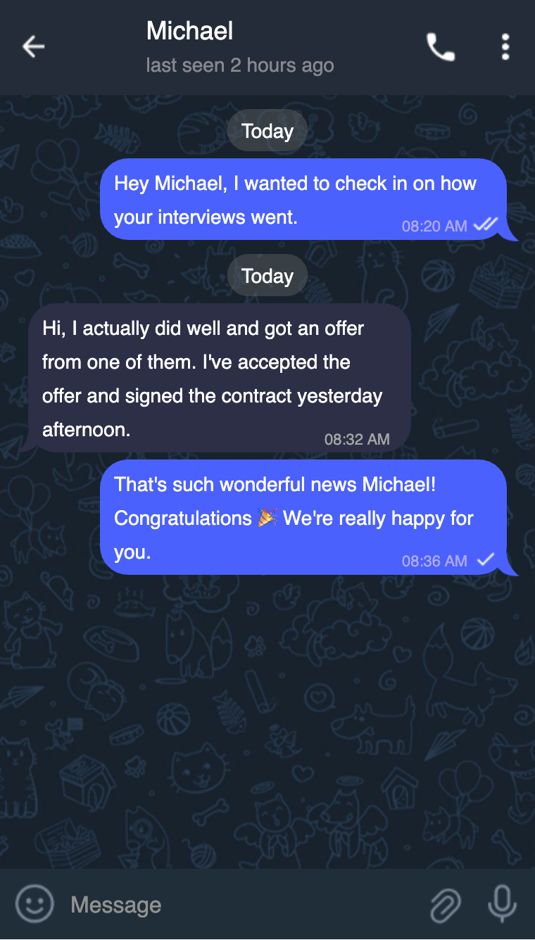 Message from Michael
