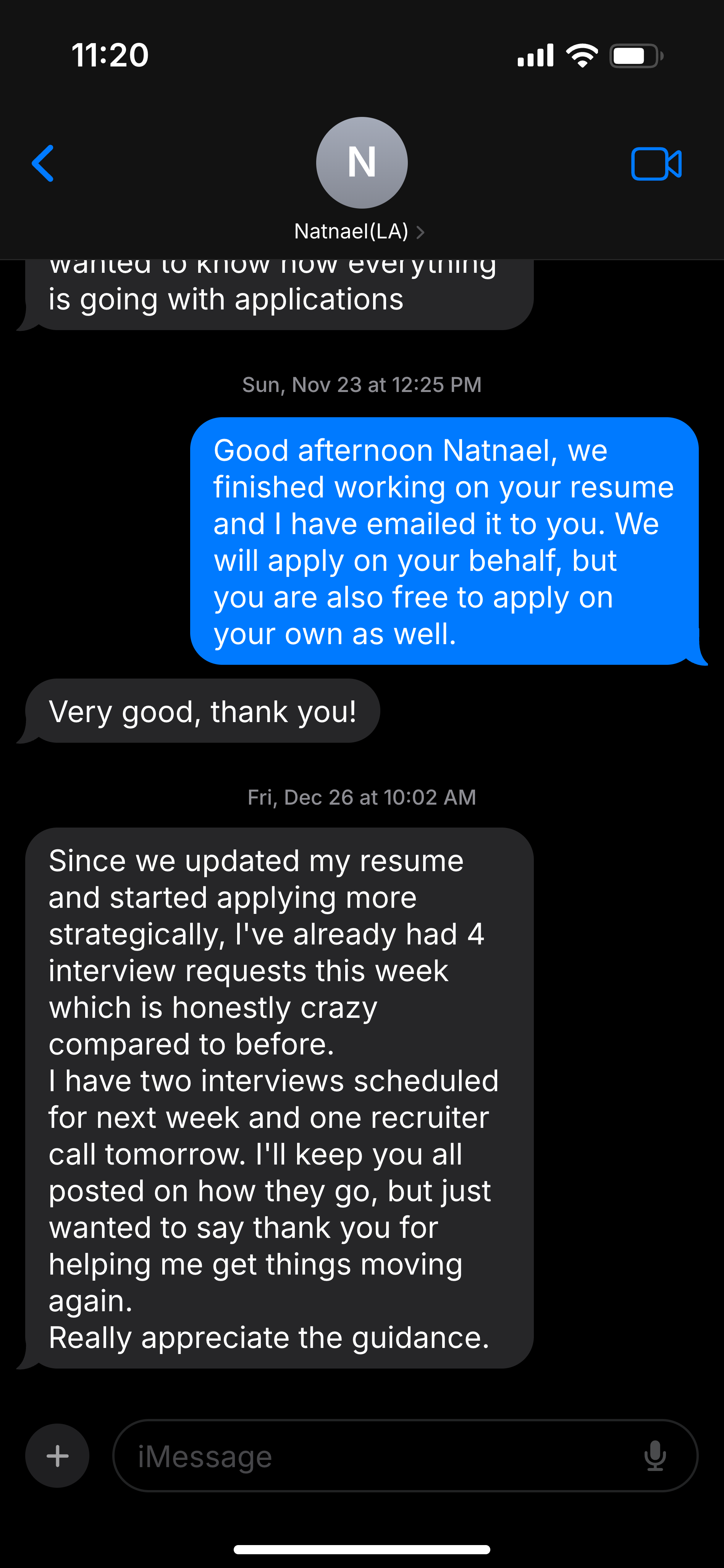 Message from Natnael